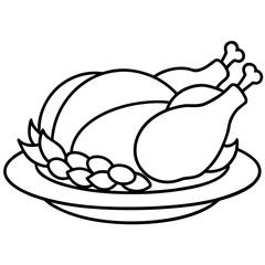 Simple line drawing of a roasted turkey on a serving platter