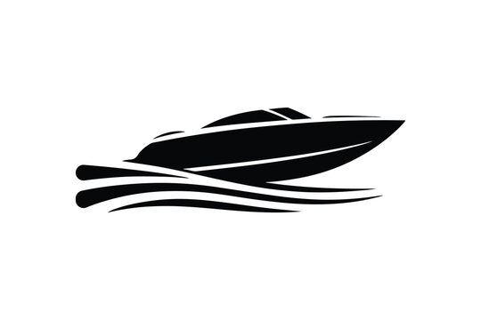 Black boat icon silhouette