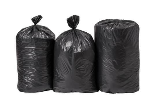 Three black plastic garbage bags (1)