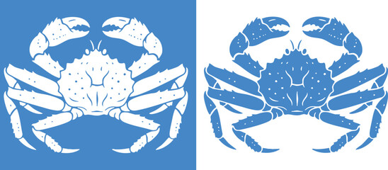 Stylized Blue and White King Crab Vector Illustration Perfect for Seafood Restaurant Logo Design