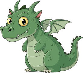 A cheerful and excited cartoon red dragon with its mouth wide open and arms raised in a playful greeting