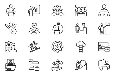 Career development outline icons set. Linear icon collection. Editable stroke. Vector illustration