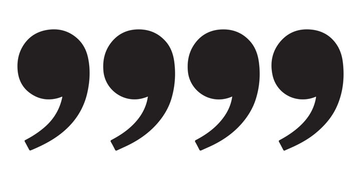  Four black quotation mark symbols in a row graphic design element silhouette