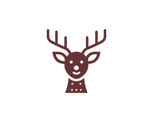 Reindeer icon with antlers and buttoned