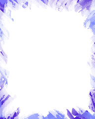 A frame for text uneven from inside resembling an frost-covered window with broken-ice patterns and ornaments in blue-purple colors; vector resource for posters, social media posts, winter designs.