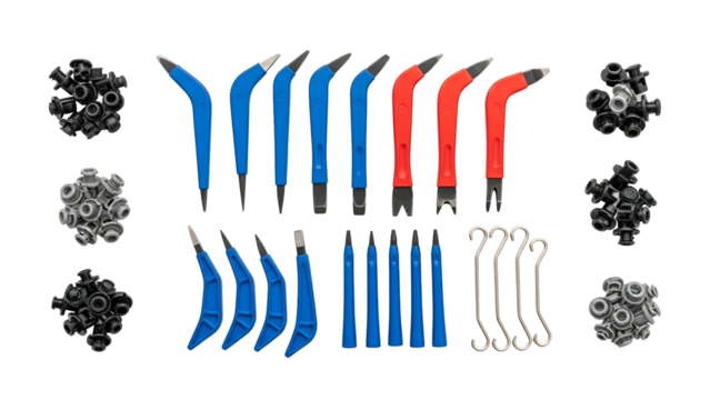 Collection of Robotic Arm Components and Abstract Spheres in Black Background and White Background