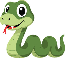 a cartoon illustration of a green snake. 