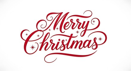Merry christmas elegant red script text art
