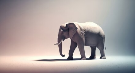 Obraz premium Realistic 3D render of an elephant with detailed skin texture. Wildlife animal illustration for natural history encyclopedia or conservation project.