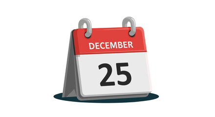 Illustration of a december twenty fifth calendar page in red and white