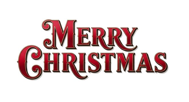 Merry christmas text red font isolated