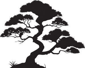 black vector illustration of a tree