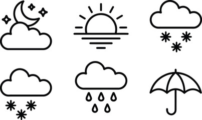 Weather Outline Icon Set Illustration
