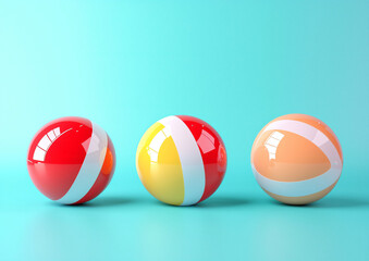 Colorful Beach Balls on a Bright Blue Background for Fun and Play