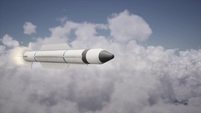 Missile SM-3 In The Clouds