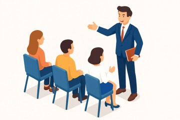 Business leader explaining concepts to a small group of people during a seminar, training, or workshop