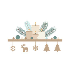 Minimalist Nordic Winter Decor Shelf – Clean Flat Vector Illustration