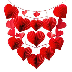 Obraz premium Red paper heart garland on black background