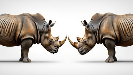 Two Rhinos Facing Each Other - Wildlife Concept