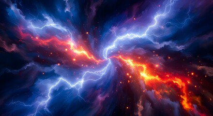 fire vs lightning abstract illustration vector digital design background wallpaper banner