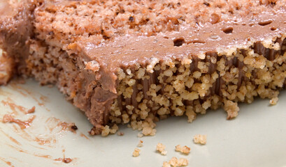 chocolate cake with walnuts, sweet food theme