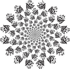 Black and White Floral Vine Swirl Mandala Design