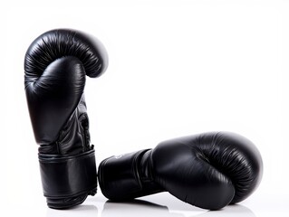 Black Boxing Gloves on White Background - Training and Sport Equipment