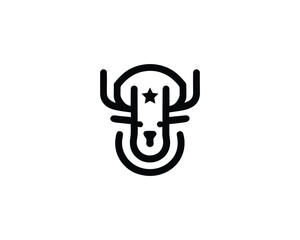 Minimalist reindeer head with star