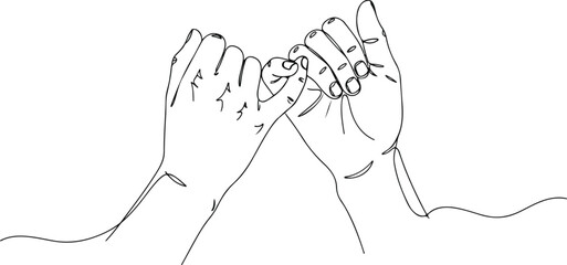 Pinky promise gesture of two hands a symbol of commitment and trust.
