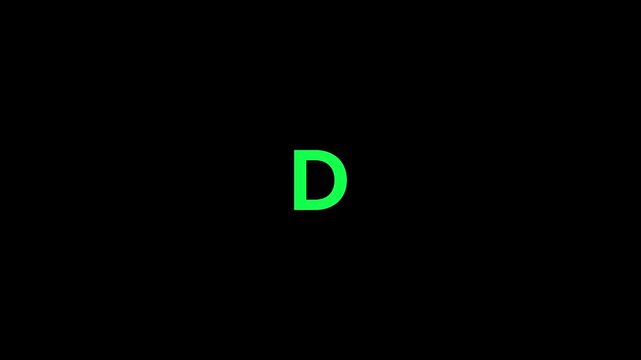Alphabet letter D reveal circle rotation animation isolated on black background