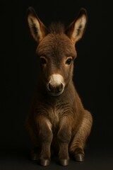 Baby donkey foal studio portrait with soft lighting (JPEG 300DPI 7200x10800)