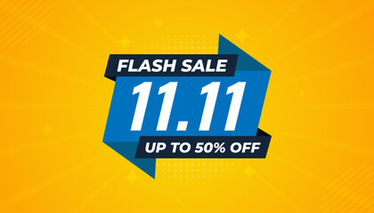 11 11 Shopping festival vector banner template. 11 11 Discount sell banner vector graphic element. Super shop label Promo design. Product opening festival background collection.