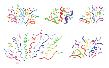 Radiant Confetti Burst, Colorful Party Line Swirl, Neon Celebration Shapes