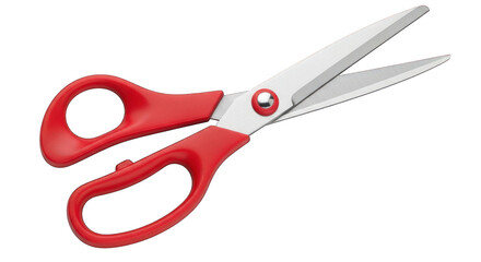 Red-handled scissors isolated on transparent background