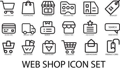 web shop icon set line art illustration vector