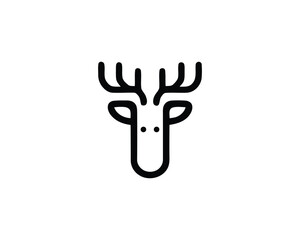 Reindeer emblem using bold linear style