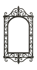 Wrought iron-framed mirror, perfect for enhancing a Mediterranean-style patio.