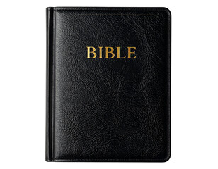 Black Leather Hardcover with Gold Lettering, Transparent Background.