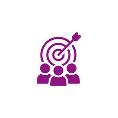 Teamwork and goal achievement icon representing success isolated on white background