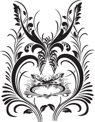 black and white floral ornament