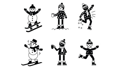 Snowman enjoying winter sports in a snowy environment.