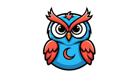 Blue and Orange Cartoon Owl Illustration