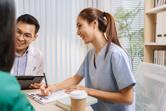 Medical professionals collaborating during a meeting to discuss patient care plans and treatment strategies. Doctors and nurses share expertise and analyze clinical data for better healthcare outcomes