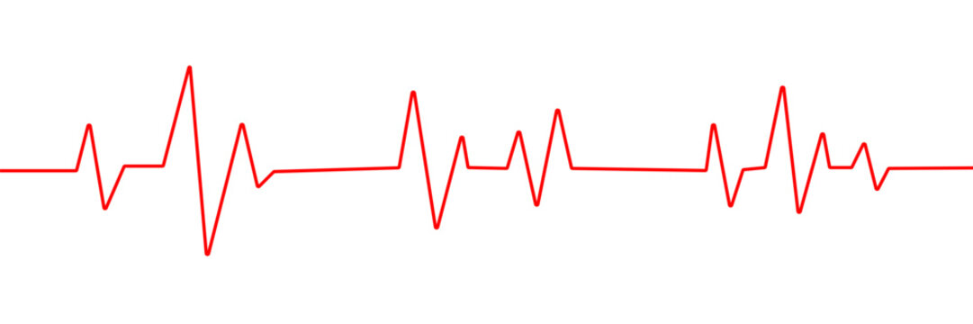 Red heartbeat line icon on white background. Pulse Rate Monitor. Vector illustration.