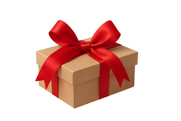 Obraz premium Png gift box with red ribbon bow isolated on transparent background. concept of festive present, celebration decor, gift wrapping, holiday surprise, special occasion package