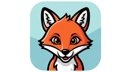Cartoon fox with big eyes on blue background