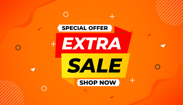 Extra Sale banner for web or social media. sale banner promotion template with discount tag. limited time offer, Get extra discount. Commercial poster, sale background vector illustration