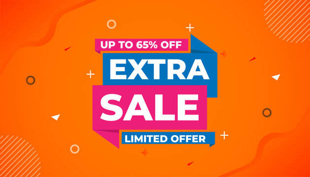 Extra Sale banner for web or social media. sale banner promotion template with discount tag. limited time offer, Get extra discount. Commercial poster, sale background vector illustration