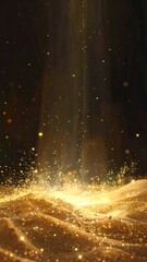 Golden particles illuminated in soft light.