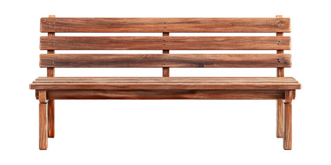 wooden park bench isolated on white or transparent png